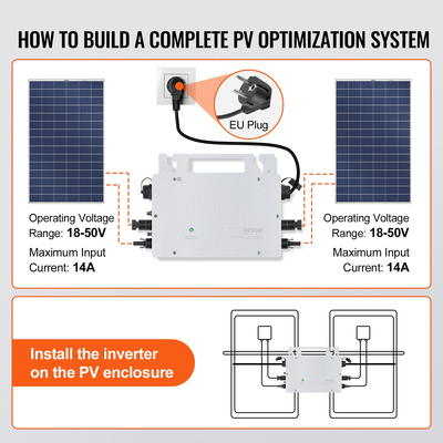 VEVOR Solar Grid Tie Micro Inverter 800W Αδιάβροχο IP67, Solar Micro Inverter Remote Monitoring μέσω εφαρμογής και WIFI