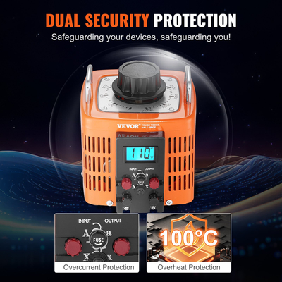 VEVOR 2000VA Variable Voltage Transformer 6.6A 0-300V Voltage Regulator LCD CE