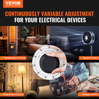 VEVOR 3000VA Variable Voltage Transformer 10A 0-300V AC Voltage Regulator CE