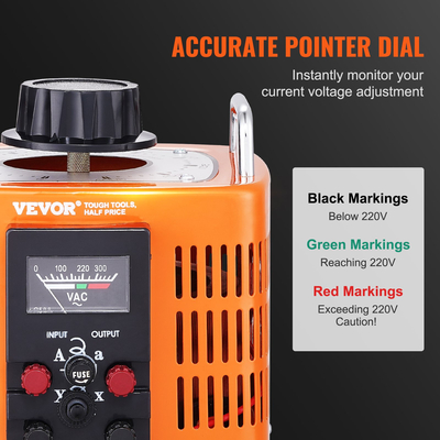VEVOR 3000VA Variable Voltage Transformer 10A 0-300V AC Voltage Regulator CE