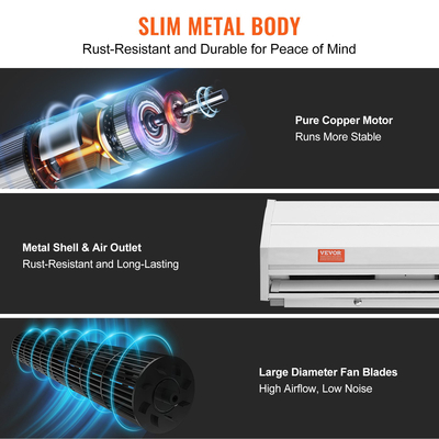 VEVOR 0,9m Commercial Air Curtain Indoor Super Power 2 Speeds 1528m³/h, Επιτοίχια κουρτίνες για πόρτες με πιστοποίηση UL, ανεμιστήρας εσωτερικού χώρου με οριακό διακόπτη βαρέως τύπου, Εύκολη εγκατάσταση χωρίς θέρμανση