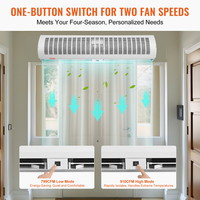 VEVOR 1,1m Commercial Air Curtain Indoor Super Power 2 Speeds 2292m³/h, Επιτοίχια κουρτίνες για πόρτες με πιστοποίηση UL, ανεμιστήρας εσωτερικού χώρου με οριακό διακόπτη βαρέως τύπου, Εύκολη εγκατάσταση χωρίς θέρμανση