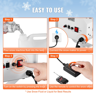 VEVOR Snow Machine 1200W Snow Making Machine with ρυθμιζόμενο ύψος βάσης