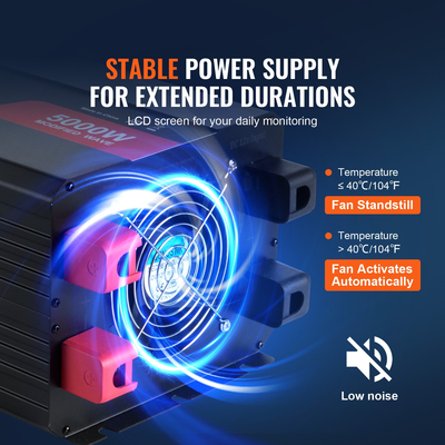 VEVOR Modified Sine Wave Power Inverter 5000W DC12V to AC120V LCD Τηλεχειριστήριο