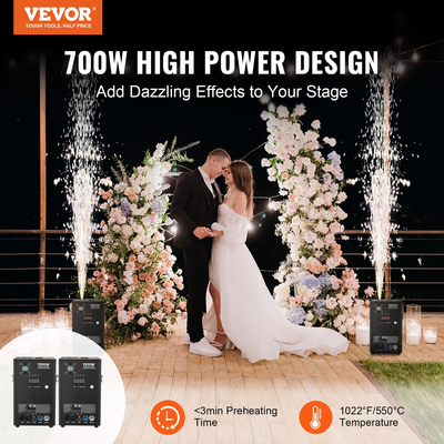 VEVOR Cold Spark Firework Machinex2 700W 2-5M Stage DJ Wedding Event Party