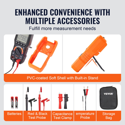 Ψηφιακό πολύμετρο VEVOR, 6000 μετρήσεις, πολυμετρικός ελεγκτής DC Voltmeter NCV, Ohm Volt Amp Tester, για αντίσταση ρεύματος τάσης Χωρητικότητα συνέχειας Δίοδος Θερμοκρασία Αναλογία λειτουργίας Συχνότητα TRMS