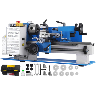 VEVOR Mini Metal Lathe 7x12 Inch Precision Variable Speed ​​2250RPM 400W Ζυγαριά Τηλεσκοπικά Σετ Μεταλλικό Ξύλο Επεξεργασίας Τόρνος Αυτόματος με τσοκ 3 σιαγόνων με αυτοκεντρικό τσοκ