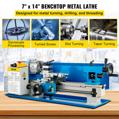 Μεταλλικός Τόρνος VEVOR 7x14 ιντσών 50-2500 RPM 550W Mini Bench Lathe 0,75HP Variable Spindle Speed ​​Machine Milling for Mini Precision Parts Processing Nylon Gear