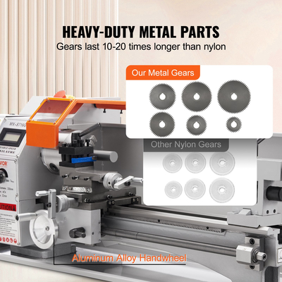 VEVOR Mini Metal Lathe Machine, 7&#039;&#039; x 16&#039;&#039;, 800W Precision Benchtop Power Metal Lathe, 150-2500 RPM Συνεχώς μεταβλητή ταχύτητα, με 3,9&#039;&#039; 3-σιαγόνι μεταλλικό τσοκ εργαλειοθήκη για επεξεργασία ανταλλακτικών ακριβείας