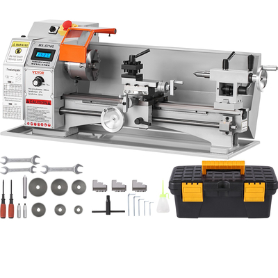 VEVOR Mini Metal Lathe Machine, 7&#039;&#039; x 16&#039;&#039;, 800W Precision Benchtop Power Metal Lathe, 150-2500 RPM Συνεχώς μεταβλητή ταχύτητα, με 3,9&#039;&#039; 3-σιαγόνι μεταλλικό τσοκ εργαλειοθήκη για επεξεργασία ανταλλακτικών ακριβείας