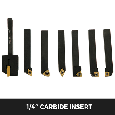 VEVOR Indexable Carbide Tools 1/4&quot; Industrial Lathe Tools 7Pcs/Set Turning Tool Tools Super-σκληρά 40cr Mental Lathe Tools Ένθετα Θήκη εργαλείων καρβιδίου για τόρνο σε μαύρο χρώμα με φορητή θήκη