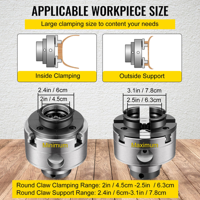 Τσοκ τόρνου VEVOR, 3,75&quot; τσοκ τόρνου τόρνου, τσοκ τόρνου ξύλου 4 σιαγόνων, τσοκ τόρνου με νήματα 1 σε x 8TPI, σιαγόνες τσοκ που κεντρίζουν το ξύλο ακριβείας, Αξεσουάρ ξύλινου τόρνου για μπολ Βάζα