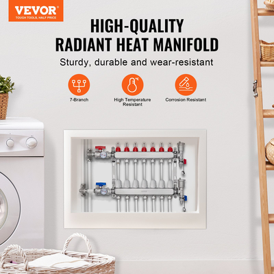 Σετ πολλαπλής θέρμανσης δαπέδου σωλήνων PEX 7 κλάδων VEVOR 1/2