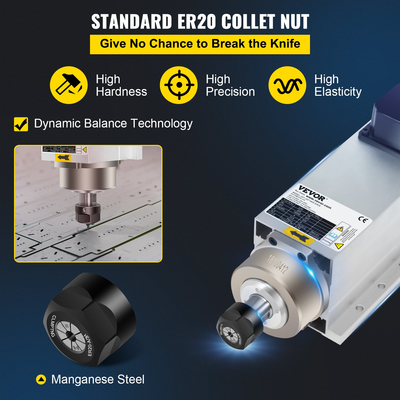 Αερόψυκτος κινητήρας ατράκτου VEVOR 4KW 2220V ER20 Αερόψυκτος κινητήρας άξονας CNC για φρέζα χάραξης CNC