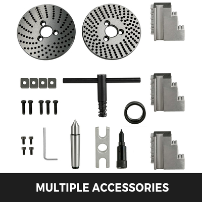 VEVOR Διαίρεση κεφαλής 4 ιντσών Ευρετηρίαση κεφαλής φρεζαρίσματος 100mm Semi-Universal Διαίρεση κεφαλής 4 ιντσών 3 σιαγόνων Σετ κεφαλής διαίρεσης τσοκ με πλάκες δείκτη και ουρά για περιστροφικό τραπέζι ακριβείας