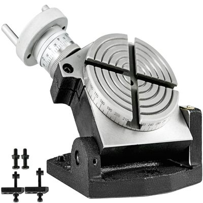 Περιστροφικό τραπέζι VEVOR 4 INCH/100 MM Οριζόντιο κάθετο περιστροφικό τραπέζι με 4 αυλακώσεις Περιστροφικό τραπέζι για φρέζα MT-2 Περιστροφικό τραπέζι για φρέζα 360 μοιρών Περιστροφικό τραπέζι ακριβείας για μέγγενη διάτρησης φρεζαρίσματος