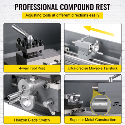 VEVOR Mini Metal Lathe 750W Μεταβλητής ταχύτητας Μεταλλικός Τόρνος 50 έως 3000Rpm Τόρνος Ακριβείας Φρέζας 220 x 600mm για Μεταλλικός Τόρνος Μεταλλικός Τόρνος για Τρυπάνι Περιστροφής Αντιπροσώπου