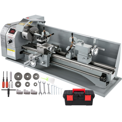 VEVOR 1100W Mini Metal Lathe 220MMx750MM Μεταλλικός Τόρνος Μεταβλητής Ταχύτητας RPM Μηχάνημα φρεζαρίσματος μετάλλων Ψηφιακός μεταλλικός τόρνος φρεζαρίσματος με τσοκ 3 σιαγόνων, κωνικός άξονας MT5, κωνικό MT2 Tailstock