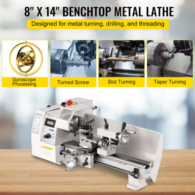 VEVOR Mini Metal Lathe 8x14, Mini Lathe Machine 2250 PRM Variable Speed ​​Change, Precision Mini Lathe 600W Metal Working Lathe, Μικρός μεταλλικός τόρνος, Μηχανή φρέζας για διάφορους τύπους τόρνου μετάλλου