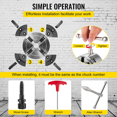 VEVOR τσοκ τόρνου 3,75 ιντσών Ξυλουργικό τσοκ 4 σιαγόνων Σετ τσοκ τόρνου Nova τσοκ τόρνου τσοκ μπολ τόρνου ξύλου με σετ ποιοτικών εξαρτημάτων λοξότμητο εργαλείο και θήκη για ξυλουργική