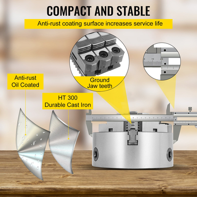 VEVOR Τσοκ τόρνου 8&quot; 3 σιαγόνων αυτοκεντρικό μεταλλικό τόρνο CNC με αναστρέψιμη σιαγόνα