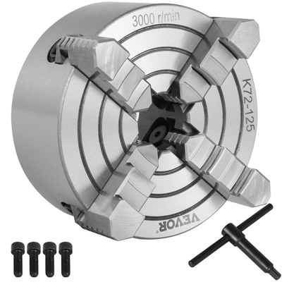 VEVOR K72-125 5 ιντσών τσοκ τόρνου Ανεξάρτητη αναστρέψιμη σιαγόνα 125mm Μεταλλικό τόρνο μηχανήματος Αξεσουάρ για μίνι μεταλλικό μηχάνημα τόρνου Τσοκ τόρνου 4 σιαγόνων