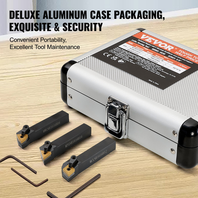 Βάση εργαλείων τόρνου VEVOR 3 τεμαχίων Indexable, 5/8 ίντσες, CNC βαρέως τύπου μεταλλικά εργαλεία κοπής τόρνου, με θήκη αλουμινίου επικαλυμμένα με επικάλυψη από καρβίδιο, για περιστροφή αυλακώσεων με σπειρώματα αποκοπής θήκες