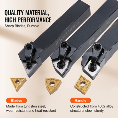 Βάση εργαλείων τόρνου VEVOR 3 τεμαχίων Indexable, 5/8 ίντσες, CNC βαρέως τύπου μεταλλικά εργαλεία κοπής τόρνου, με θήκη αλουμινίου επικαλυμμένα με επικάλυψη από καρβίδιο, για περιστροφή αυλακώσεων με σπειρώματα αποκοπής θήκες