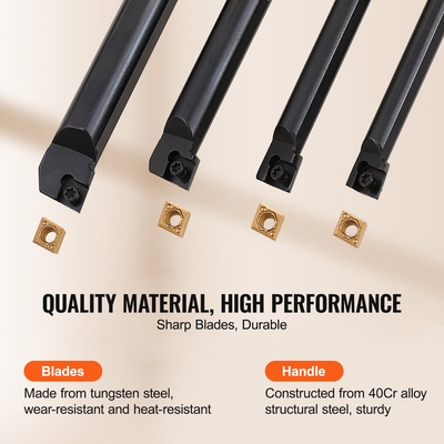 VEVOR 4PCS 1/4 in Lathe Turning Tool Indexable Carbide Indexable with Storage Box