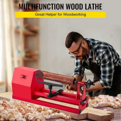 VEVOR Wood Lathe, Woodturning Lathe 14 Inch x 20 Inch , 4 Speed ​​1100/1600/2300/3400 RPM Small Wood Lathe, 220V 400W Woodturning Lathe Machine with Three Chisels and Keys