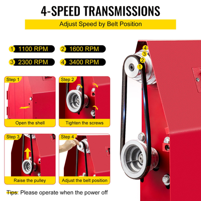VEVOR Wood Lathe, Woodturning Lathe 14 Inch x 20 Inch , 4 Speed ​​1100/1600/2300/3400 RPM Small Wood Lathe, 220V 400W Woodturning Lathe Machine with Three Chisels and Keys