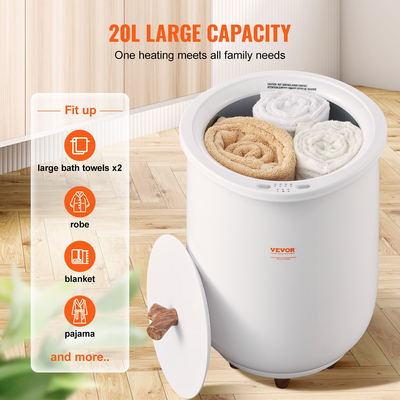 VEVOR Θέρμανση Πετσέτας Κουβάς 20L Μεγάλοι θερμαντήρες πετσετών για μπάνιο με φως LED