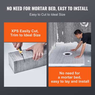 Σετ κρασιού ντους VEVOR, 1219x1524mm Σετ ντους ντους με κεντρική φλάντζα PVC 50,8mm, αδιάβροχη μεμβράνη, σχάρα από ανοξείδωτο χάλυβα και στεγανωτικό αρμών, μπαστούνια ντουζιέρας με κλίση για μπάνιο