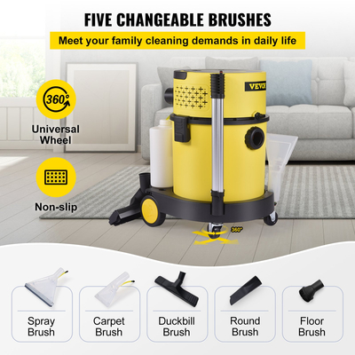 Υγρή στεγνή ηλεκτρική σκούπα, 5.3 γαλόνια 2 αιχμή 4-σε-1 φορητή ηλεκτρική σκούπα καταστημάτων με λειτουργία ψεκασμού, τηλεχειρισμός, διήθηση σφουγγαριών, 5 βούρτσα για νοικοκυριό, αυτοκίνητο