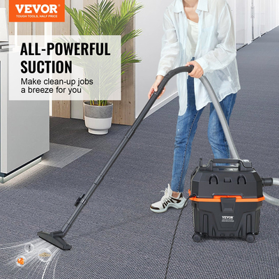 VEVOR Wet/Dry Shop Vacuum Vac 15L 5 Peak HP με πλούσια προσαρτήματα ακροφυσίων Μαύρο