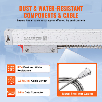 VEVOR Digital Readout 10&#039;&#039; &amp; 20&#039;&#039; &amp; 24&#039;&#039; Linear Scale 3 Axis DRO Display Kit Support Πινακίδα βάσης μαχαιριού Ρολόι θήκης καλωδίου τροφοδοσίας Ρολόι Κέρμα πεταλούδα βίδα κάλυμμα χάρακα