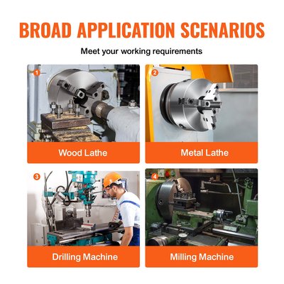 Τσοκ τόρνου VEVOR 3 σιαγόνων, 10&#039;&#039;, αυτοκεντρικό τσοκ τόρνου, 0,24-9,84 ίντσες/6-250 mm Εύρος σύσφιξης με βίδες στερέωσης κλειδιού T Εξάγωνο κλειδί, για τρυπάνι τρυπήματος κέντρου κατεργασίας εκτυπωτή 3D τόρνου