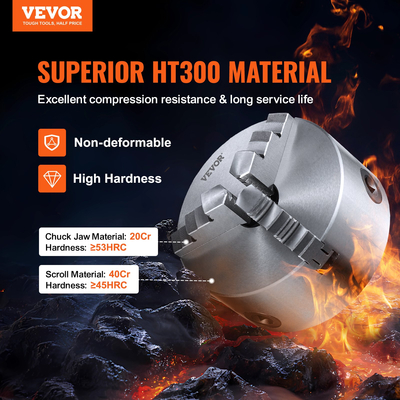 Τσοκ τόρνου VEVOR 3 σιαγόνων, 4&#039;&#039;, αυτοκεντρικό τσοκ τόρνου, 0,08-4 ίντσες/2 -100 mm Εύρος σύσφιξης με βίδες στερέωσης κλειδιού T, αναστρέψιμες σιαγόνες, για τρυπάνι τρυπήματος κέντρου κατεργασίας τόρνου 3D εκτυπωτή