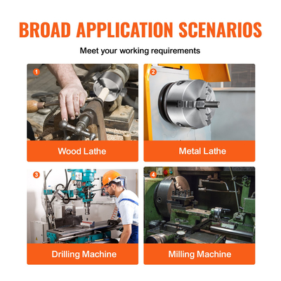 Τσοκ τόρνου VEVOR 3 σιαγόνων, 5&#039;&#039;, τσοκ τόρνου αυτοκεντρικού, 0,1-5 ίντσες/2,5 -125 mm Εύρος σύσφιξης με βίδες στερέωσης κλειδιού Τ αναστρέψιμες σιαγόνες, για τρυπάνι τρυπήματος κέντρου κατεργασίας τόρνου 3D εκτυπωτή