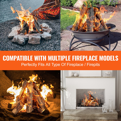 VEVOR 8 τεμ. ξύλα δρυός, τζάκι υγραερίου Κεραμικά κούτσουρα για τζάκι, ανθεκτικά στη θερμότητα κορμούς ρεαλιστικού αερίου, κλαδιά ξύλου που στοιβάζονται για τζάκι αερίου, τζάκι για εσωτερικούς ή εξωτερικούς χώρους