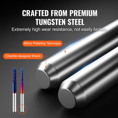VEVOR 40 τμχ End Mills CNC Router Bits, 1/8&quot; Στέλεχος, CNC Cutter CNC Carving Bit Carving Set, Συμπεριλαμβανομένου μύλου με επίπεδη μύτη και μύτης με μπίλια 2 φλάουτου, μύτες CNC μπλε παλτών Nano και παλτών τιτανίου, για φρέζα
