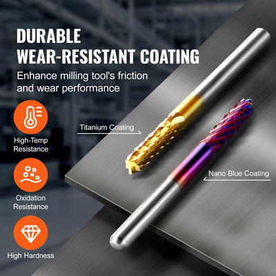 VEVOR 40 τμχ End Mills CNC Router Bits, 1/8&quot; Στέλεχος, CNC Cutter CNC Carving Bit Carving Set, Συμπεριλαμβανομένου μύλου με επίπεδη μύτη και μύτης με μπίλια 2 φλάουτου, μύτες CNC μπλε παλτών Nano και παλτών τιτανίου, για φρέζα