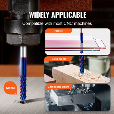 VEVOR 40 τμχ End Mills CNC Router Bits, 1/8&quot; Στέλεχος, CNC Cutter CNC Carving Bit Carving Set, Συμπεριλαμβανομένου μύλου με επίπεδη μύτη και μύτης με μπίλια 2 φλάουτου, μύτες CNC μπλε παλτών Nano και παλτών τιτανίου, για φρέζα