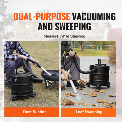 Ηλεκτρική σκούπα VEVOR Ash, 20 L με ισχυρή αναρρόφηση 1200 W, Συλλέκτης Ash Vac με εύκαμπτο σωλήνα &amp; ρόδες 1,2 M, για τζάκια, σόμπες pellet, ξυλόσομπα, καυστήρα κορμού, ψησταριές, φούρνους πίτσας, λάκκους