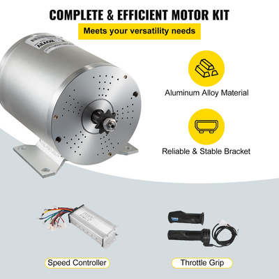 VEVOR 1800w ηλεκτρικό κιτ μοτέρ χωρίς ψήκτρες συνεχούς ρεύματος 48V, κινητήρας χωρίς ψήκτρες συνεχούς ρεύματος κινητήρας χωρίς ψήκτρες υψηλής ταχύτητας με ελεγκτή ταχύτητας 32A και κιτ λαβής γκαζιού