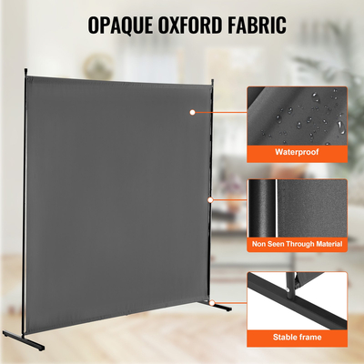 VEVOR 6FT Διαιρέτης Δωματίου Μονό Πάνελ Υφασμάτινη Οθόνη Δωματίου για Υπνοδωμάτιο Γραφείου Γκρι