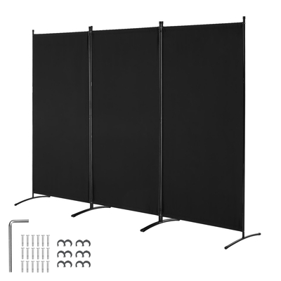 VEVOR Room Divider 3 Panels Fabric Room Privacy Screen for Office Υπνοδωμάτιο Μαύρο