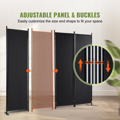 VEVOR Room Divider 4-Panel Πτυσσόμενη οθόνη Privacy 88,2&quot;x11,8&quot;x67,3&quot;Home Black
