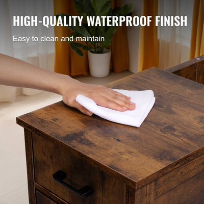 VEVOR Farmhouse End Table Night Stand με θύρες USB και πρίζες αποθήκευσης 3 επιπέδων