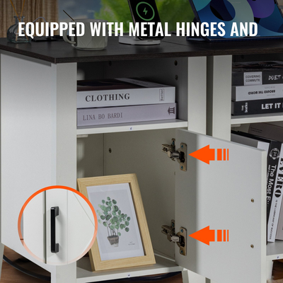 Επιτραπέζιο νυχτερινό σταντ VEVOR Farmhouse End με πρίζες USB Σετ φωτιστικού LED 2 Λευκά